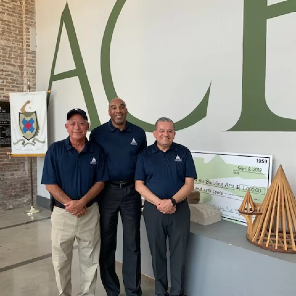 The AOC team at the American College of the Building Arts (ACBA): Mike Miller, John McPhaul and Marvin Cortez.