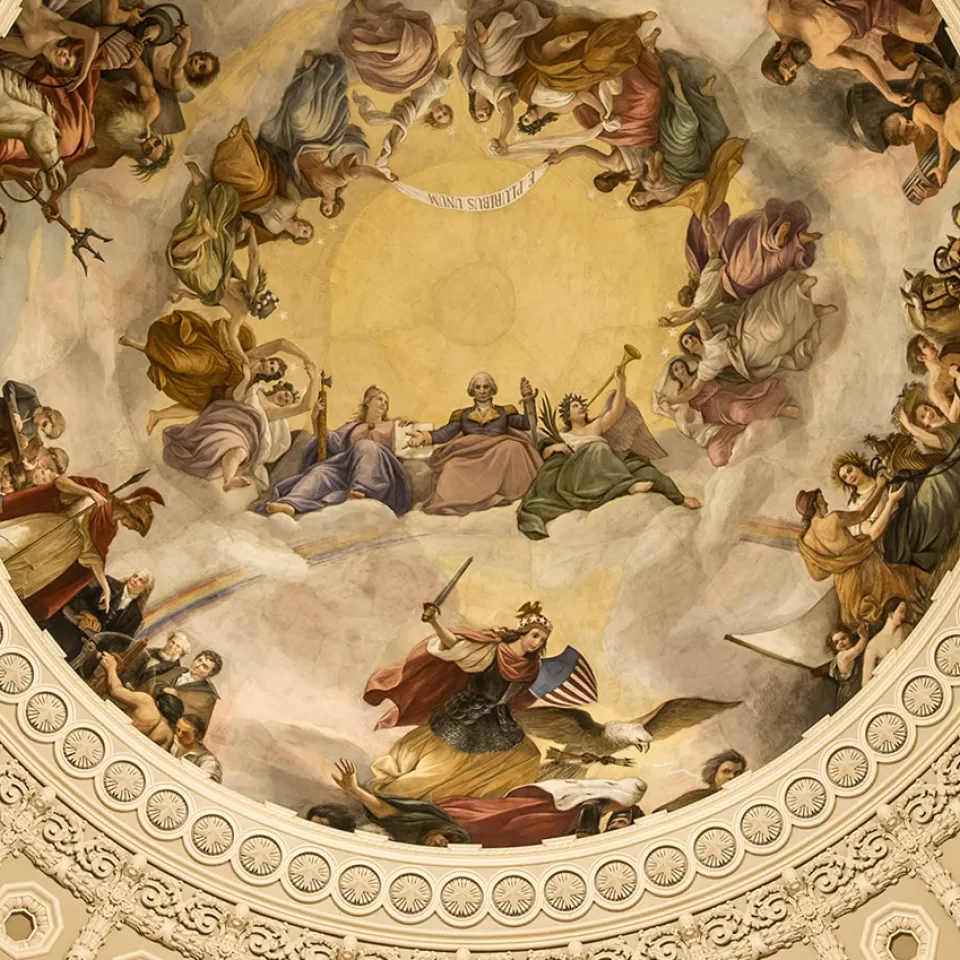 The Apotheosis of George Washington in the United States Capitol Rotunda.