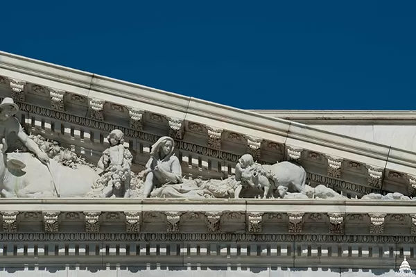 A close-up look at one of the waves carved as part of the Apotheosis of Democracy pediment on the House wing of the U.S. Capitol.