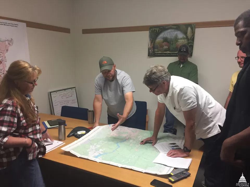 Mapping it all out at the U.S. Forest Service office.