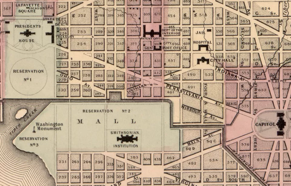 Map of Washington, D.C., in 1861.