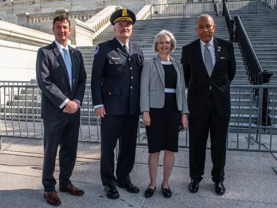 Architect of the Capitol J. Brett Blanton with Capitol Police Chief Tom Manger, Senate Sergeant at Arms Lt. Gen. Karen Gibson and House Sergeant at Arms Maj. Gen. William Walker.
