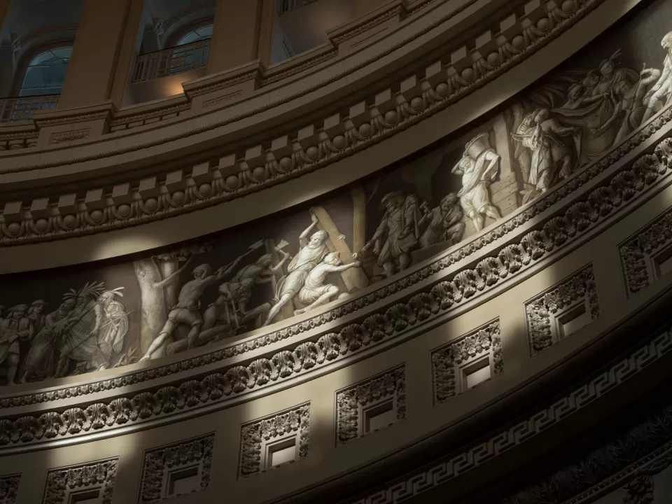 A portion of the Frieze of American History as seen in the Rotunda of the U.S. Capitol.