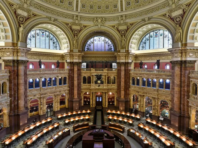 The Main Reading Room of the Library of Congress Thomas Jefferson Building.