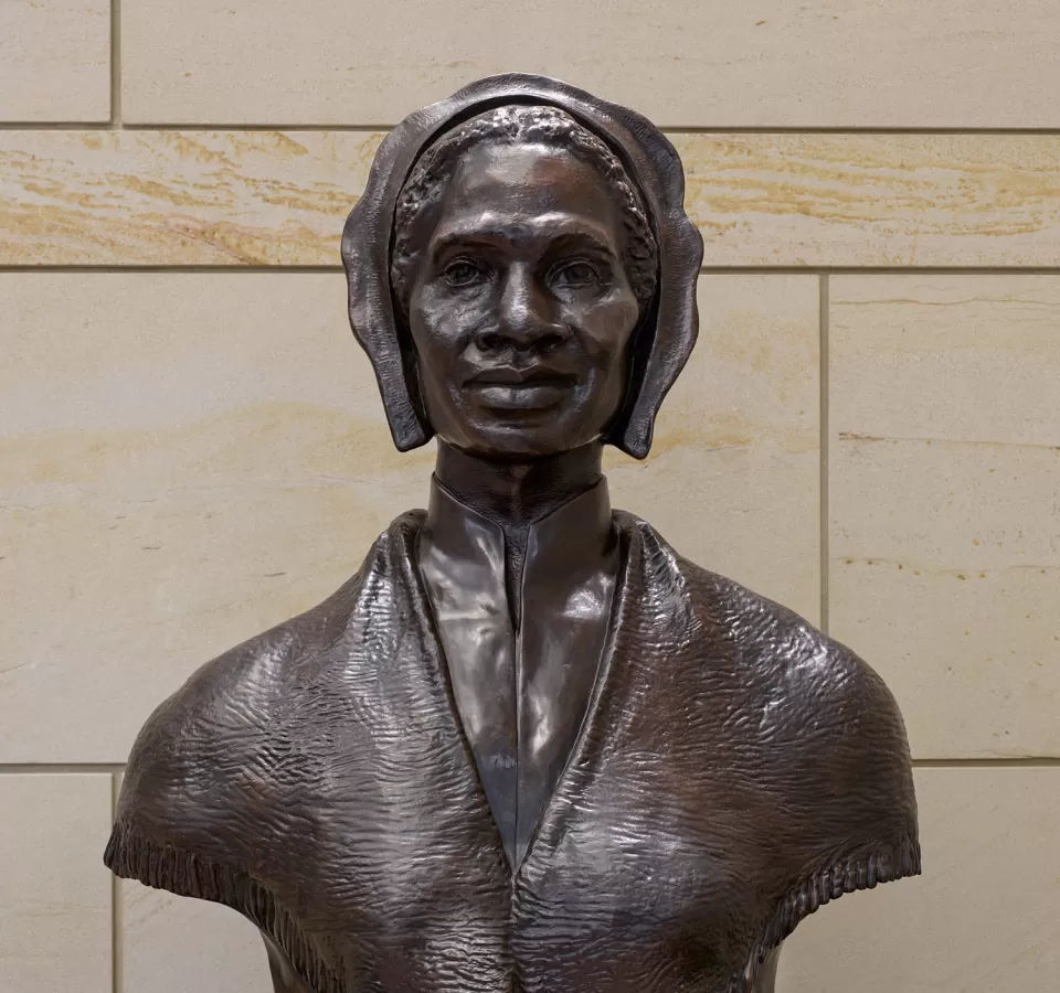 Bust of Sojourner Truth seen in Emancipation Hall of the U.S. Capitol Visitor Center.