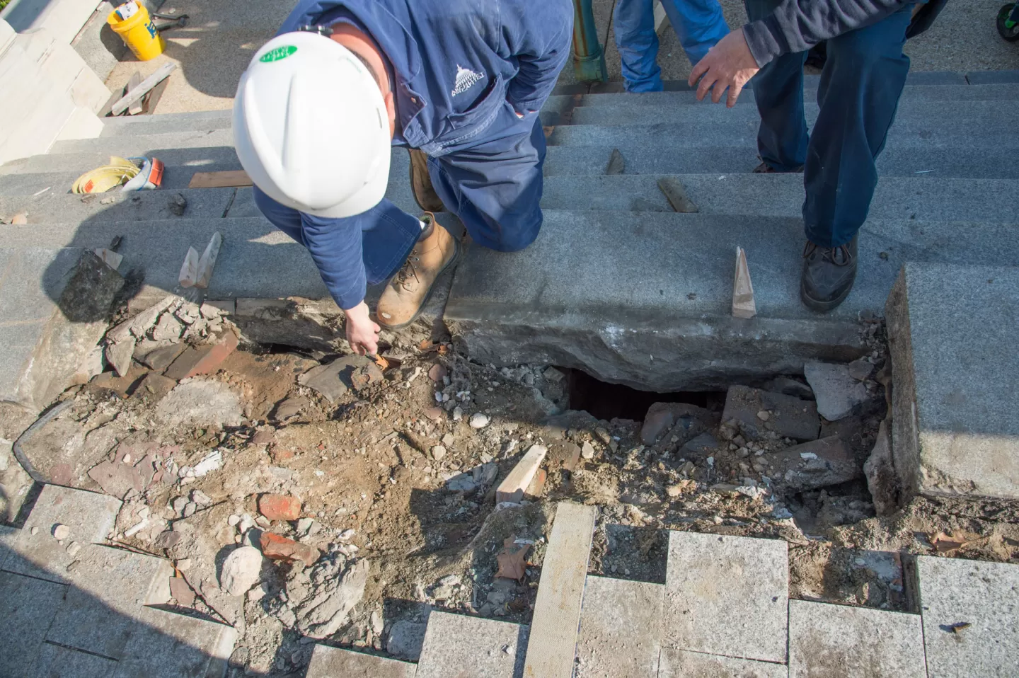 Preservation work on the U.S. Capitol's Olmsted Terrace.