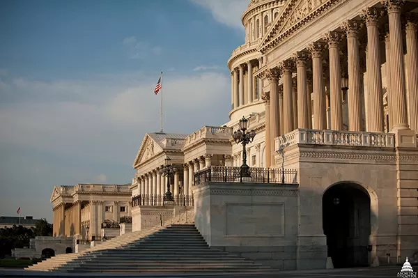 View of the U.S. Capitol East Front pediments from the north wing.