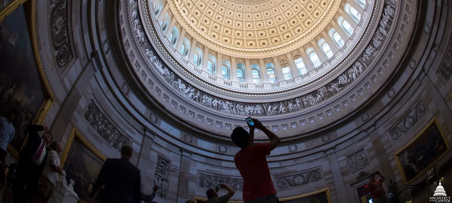 Taking a photo in the U.S. Capitol Rotunda for social media.