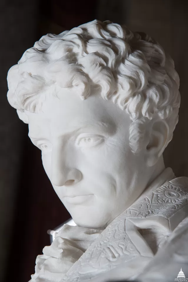 Detail of face and collar from the Robert Fulton statue in the National Statuary Hall Collection.