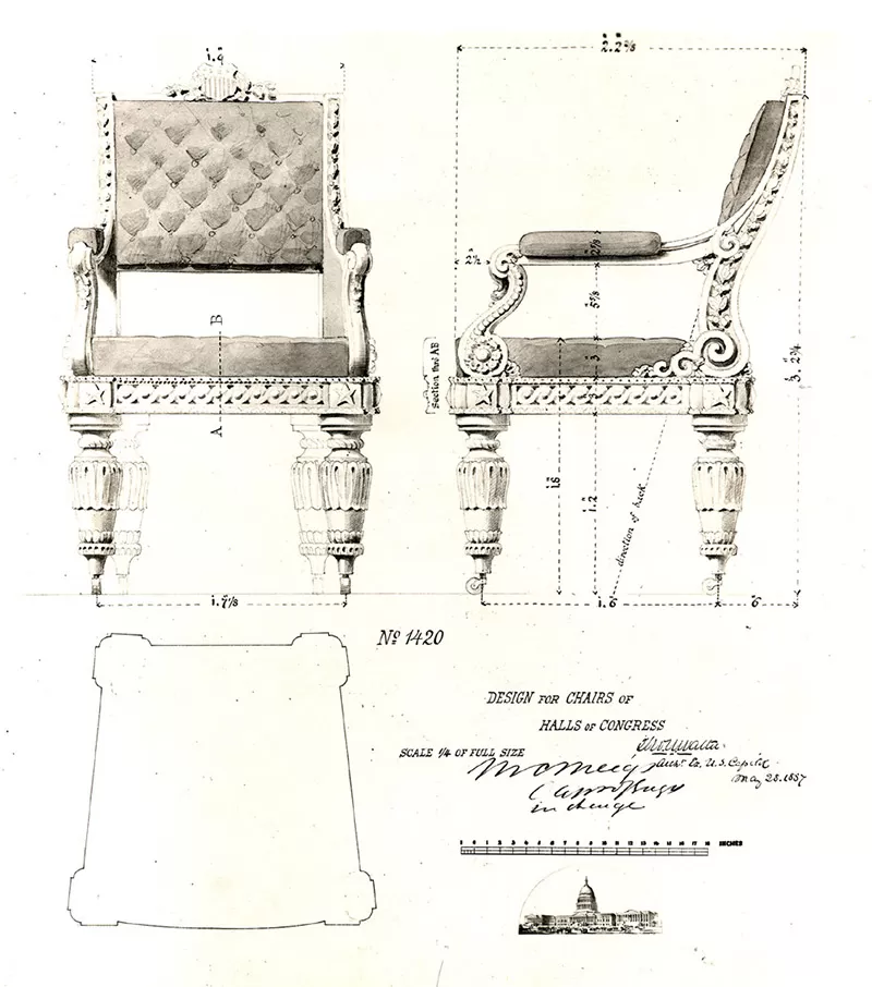 Thomas Ustick Walter's design for the House of Representatives Chamber chairs.