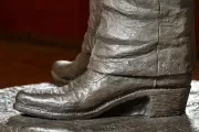 Boots in the Johnny Cash statue.