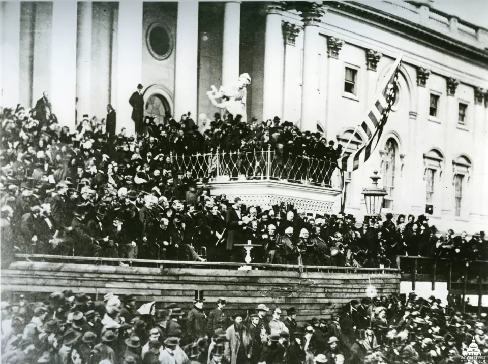 Abraham Lincoln's second presidential inauguration at the U.S. Capitol in 1865.