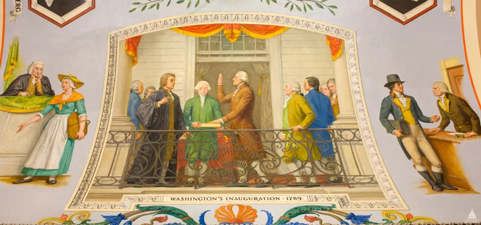 Cox Corridors mural depicting Washington's Inauguration, 1789.