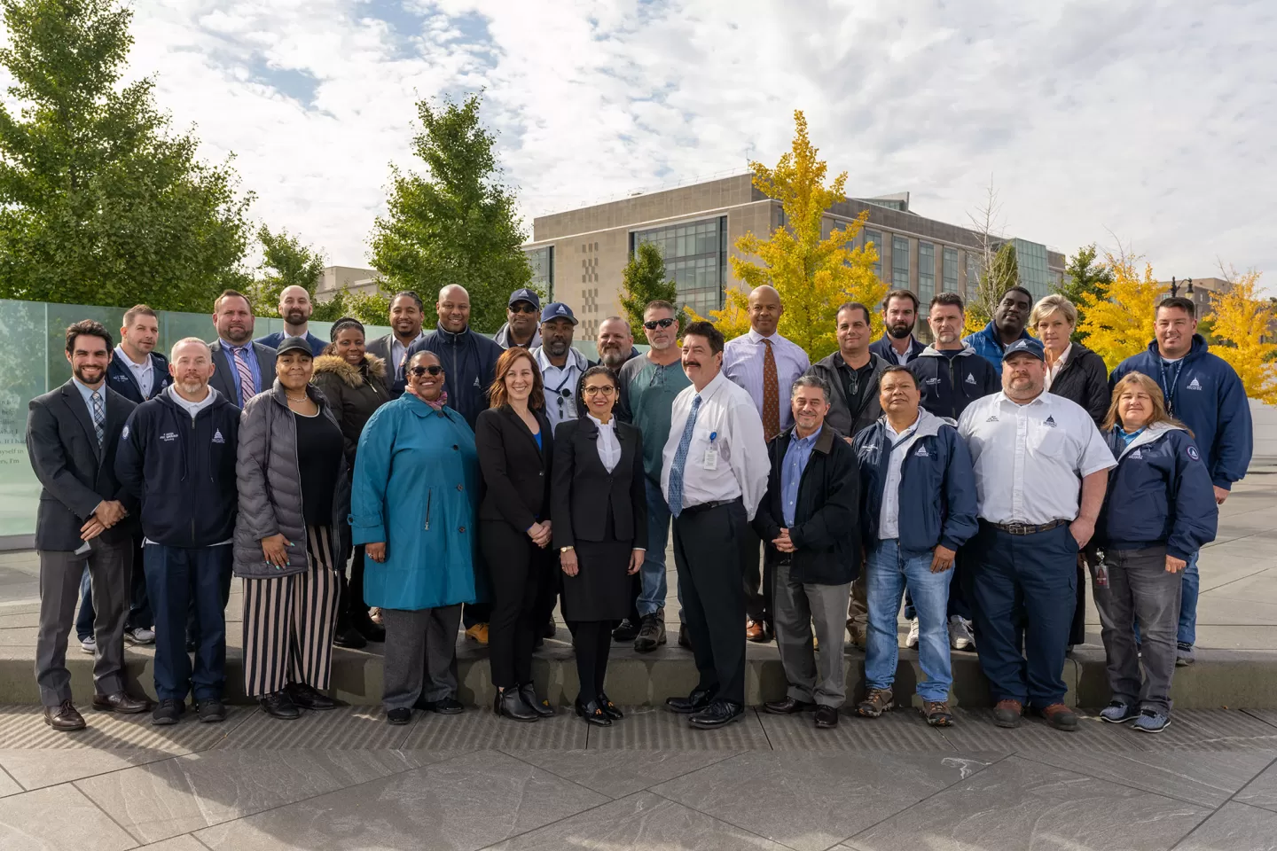 A group of AOC employees at the Veterans Disabled for Life Memorial in Washington, D.C.