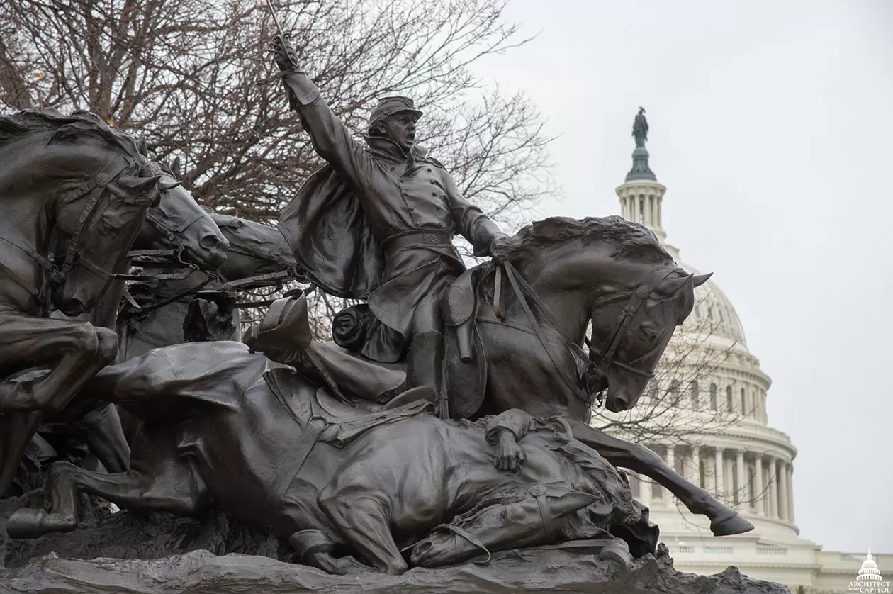 Part of the Grant Memorial in front of the U.S. Capitol Dome in Washington, D.C.