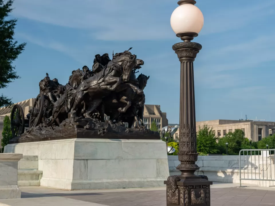 Replica bronze lamp post installed at the Grant Memorial in Washington, D.C.